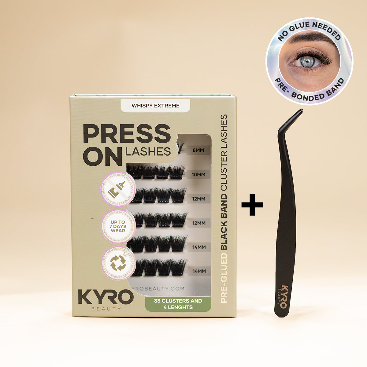 Pre-Glued Whispy Extreme Press-On Lashes Starterkit | KYRO Beauty